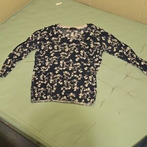 The Limited Navy and White Floral Blouse